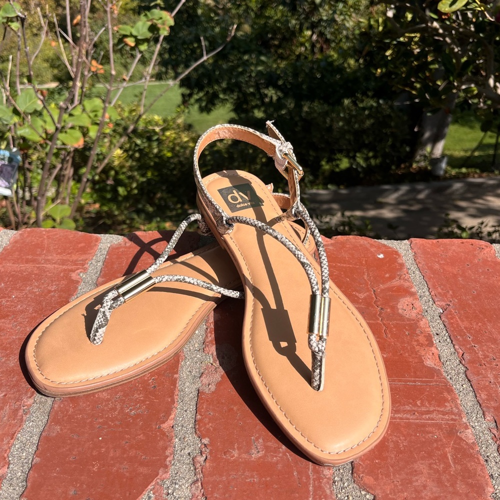 Snake skin thong sandals